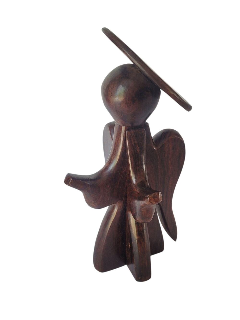 Angel Figurine Interlocking MCM Vintage Brown Halo Puzzle 7" Shelf Decor